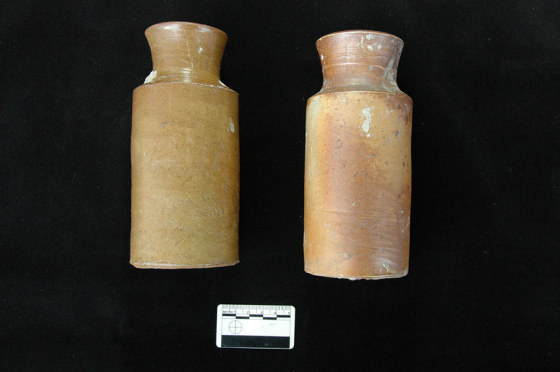 Two stoneware blacking bottles. Image: K. Bone.