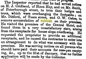  Problems with rubbish collection (Press 22/3/1865: 2).