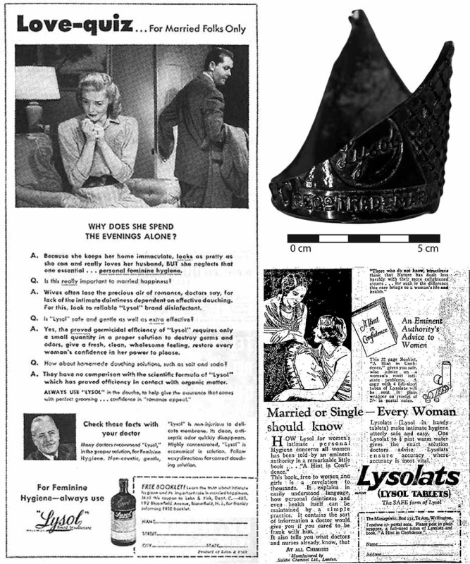 These astoundingly sexist advertisements for Lysol claim "in easily understood language", that good feminine hygiene can protect a woman's youth & vigor and save her marriage. Clockwise