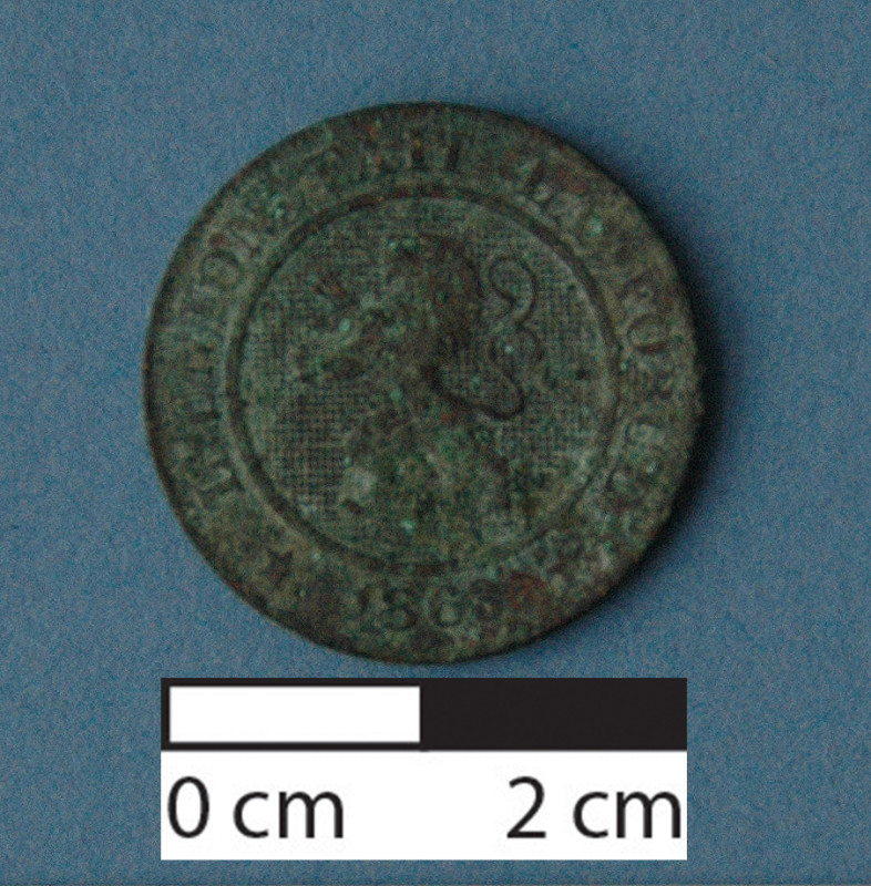 The 1863 Belgian '10 centimes' coin found in Lyttelton. Image: L. Davies. 