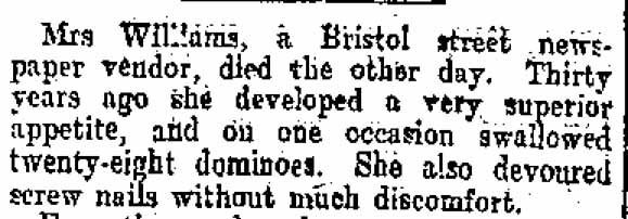 Figure 3. A case of undiagnosed Pica disorder? Or a crude 19th century joke? Image: Evening Star 4/11/1904: 7.